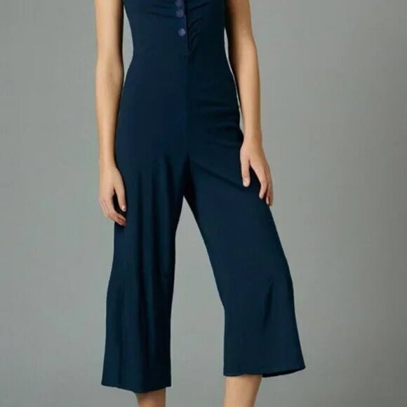 STAUD Boats At The Dock Button Up Deep Blue Jumpsuit - Picture 4 of 7